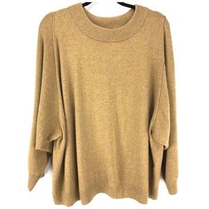J. Crew Dolman Sweater Wool Blend Rib Trim Camel
